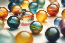 beautiful collection of glass balls, melting watercolor and black ink outlines on wet paper, soft, shading strokes, in sunshine, ethereal, otherwordly, cinematic postprocessing, bokeh, dof