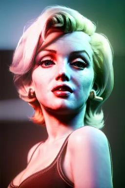 Ultra Realistic image, portrait, blonde woman, sweet Marylin Monroe face, perfect iris, glow eyes. skater waitress suit. soft color, highly detailed, unreal engine 5, ray tracing, RTX, lumen lighting, ultra detail, volumetric lighting, 3d, finely drawn, high definition, high resolution.