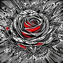 Paper, sketch, black and white, fat outline, graffiti red rose, easy sketch, sketch flash, graffiti style, noir