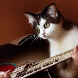 Cat playing guitar