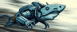 blind contour robot shark cow like space ship fighter jet massage master guru fast moving motion blur background