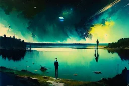 epic, cosmos, persons, big epic lake, planet, vegetation, movie poster hd, lesser ury and otto pippel painting