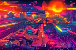 "Ignite the imagination with a cyber-retro artwork that envisions a blockchain-powered metaverse. Let the vibrant colors and futuristic elements inspire a sense of wonder in viewers' minds." in retro cyber punk style