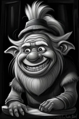 sweet troll cilddrawing grayscale