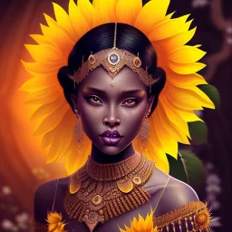 Black skin, pixie, moonlight, sunflower, head to toe