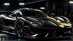 A carbon fiber KOENIGSEGG JESKO ABSOLUT, unreal 5, hyperrealistic, realistic, photorealistic, dynamic lighting, highly detailed, cinematic landscape, studio landscape, studio lighting