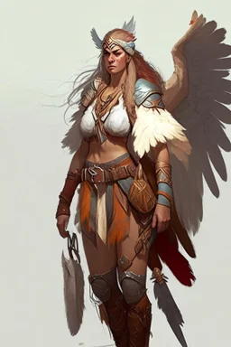female aasimar barbarian wearing traveling clothes