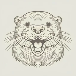Minimal line art illustration of a happy otter.