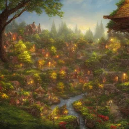 A beautiful elf village, detailed painting, full HD, 8K, 18K