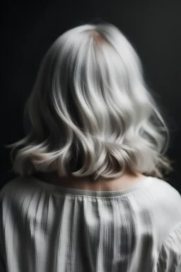 Back of a white haired woman
