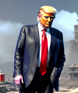 Donald trump, wrestling, naked torso, color breeches, suspenders, retro style, 80s, hot ambient, photo studio, red, gold, vibrant color, gradient, highly detailed, art stations, concept art, smooth, unreal engine 5, god rays, ray tracing, RTX, lumen lighting, ultra detail, volumetric lighting, 3d, finely drawn, high definition, high resolution.