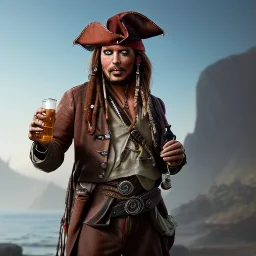 jack sparrow holding a beer