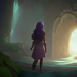 A girl finds a secret door behind a forest waterfall that leads to a magical city and dragons.