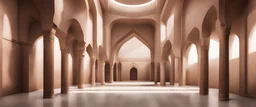 Hyper Realistic Inside View of brown wall mosque with some empty area on side