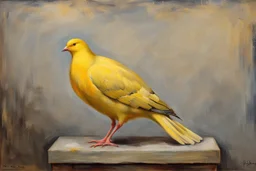 yellow Pigeon. 19th painting