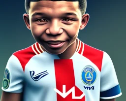 Kylian Mbappé as a child, baby face portrait, smile, 8k resolution