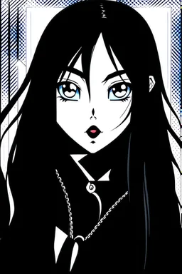 A brunette goth girl, in the style of Tite Kubo's Bleach