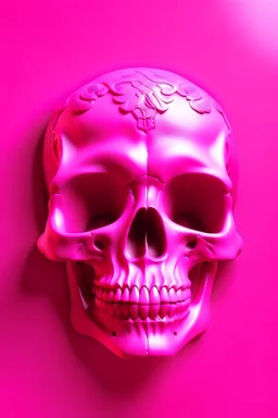 Full rubber pastel pink skull with rubber effect on a fuxia background