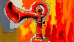 An orange fire trumpet painted by Piet Mondrian