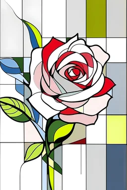 rose on white background style of mondriaan