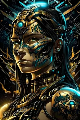 the heart of a dystopian future, a cinematic sci-fi battle scene unfolds, a spectacle of epic proportions masterfully brought to life by the AI genius, Leonardo. This visual masterpiece takes us into a world where futuristic Terminators clash in an epic showdown, their metallic bodies adorned with intricate details in shimmering gold and diamonds.The award-winning art style of Kekai Kotaki guides our eyes through the scene, each frame brimming with exquisite artistry. The Terminators, their cold