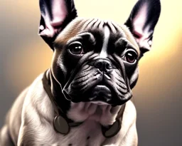 a detailed illustration of a french bulldog, phoenix bird wallpaper, luminescent body, full body, symmetrical body, realistic, glowing muscles, sharp focus, meticulously detailed, soft evening sky, 64k