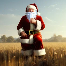 franz frazetta styl,santa claus in the middle of the corn field