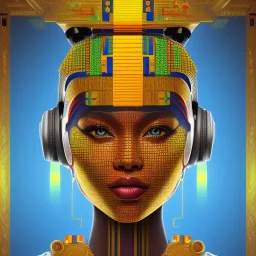 robot portrait in Kente, cinematic, ghana flag, african pattern symbols, engraved, 8k quality