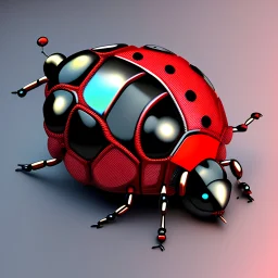 Blueprint Mechanical Ladybug with black and red spots , iridescent , Detailed, construction,
