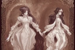 baroque style, elegant, long hair concept art, fancy clothing, fancy room interior, highly detailed, artstation, behance, deviantart, inspired by innocent manga, inspired by castlevania concept art, trending, ayami kojima, shinichi sakamoto