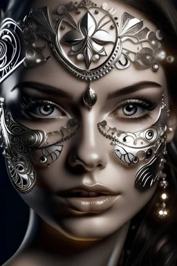 fantasie portret womans face with nice and silver decoration in face