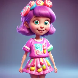 candy girl teenager, stylized 3d. pixar, cartoon