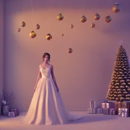 christmas ambience, bridal model, cinema 4d, octane render, high detail