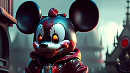 zombie mickey mouse hybrid, photorealism, movie screen capture, horror, sci-fi, retrofuturism,