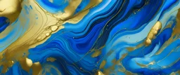 Blue marble and gold abstract background texture. Indigo ocean blue marbling with natural luxury style swirls of marble and gold powder.