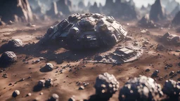 Asteroid colony, bokeh like f/0.5, tilt-shift lens 8k, high detail, smooth render, down-light, unreal engine, prize winning cinematic lighting