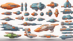2D cartoon space game assets, 2D cartoon space ships, rtstation,, games, cgsociety, cloisonnism, detailed painting, high detail