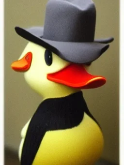 A duck with a hat on it