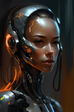 Digital painting of a cyborg