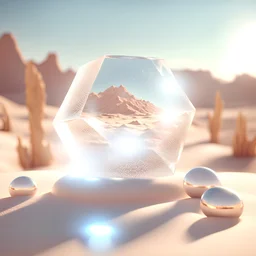 Glittering, 3d, crystal-like, surreal objects in a bright environment, desert, masterpiece, good quality, intricate details, high quality, best quality, 8k, in focus, sharp focus, DVD Screengrab, fantasy, sci-fi, cinematic, photorealism, octane render, frostbite, 8k, cinematic, unreal engine, bokeh, vray, houdini render, quixel megascans, arnold render, 8k uhd, raytracing, cgi, lumen reflections, cgsociety, ultra realistic, cinema4d, studio quality, highly detailed