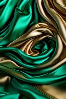 Silk textile, beige, shiny, emerald shades