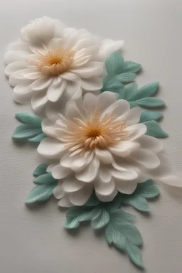 Embroidery 3d chrisanthemus in silk organza