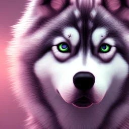 Husky, pink eyes, 8K, cinematic lighting, sharp focus, masterpiece, expert