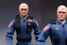 Mike Pence face as G.I. Joe toy Doll figure With a pistol space force Commander Blue fabric uniform, black Moonboot in a clear packaging