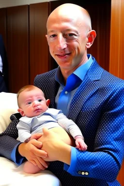 Jeff Bezos swaddling baby Mark Zuckerberg