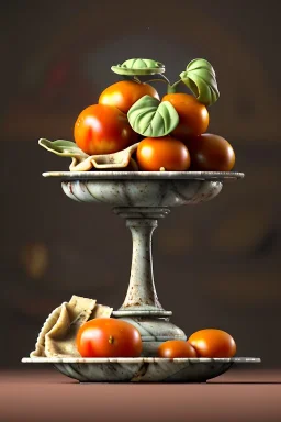 renaissance style still life composite, dish of Raviolis with natural tomato, albahaca, olives, olive oil. moisture, art, natural, ornaments, ceramic, marble, high kitchen, smooth, gradient color background, unreal engine 5, ray tracing, RTX, lumen lighting, ultra detail, volumetric lighting, 3d.