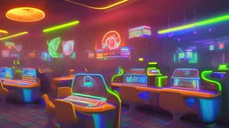cybercafe with neon lights