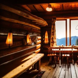 Mountain hut interior, five poeple eating, Austrian aesthetic, oil lamp, wooden floor, night time, 8k, HD, cinematography, photorealistic, Cinematic, Color Grading, Ultra-Wide Angle, Depth of Field, hyper-detailed, beautifully color-coded, insane details, intricate details, beautifully color graded, Cinematic, Color Grading, Editorial Photography, Depth of Field, DOF, White Balance, 32k, Super-Resolution, Megapixel, ProPhoto RGB, VR