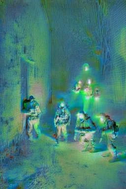 Night vision camera capturing a group of spectral entities