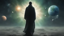 matrix universe, space, planets, god creation walking on the light